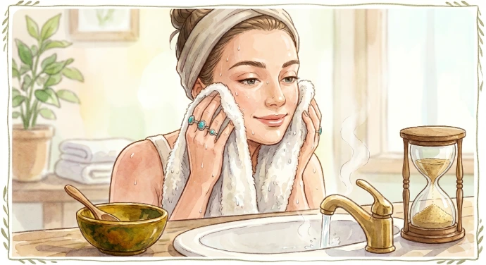 girl drying face with towel